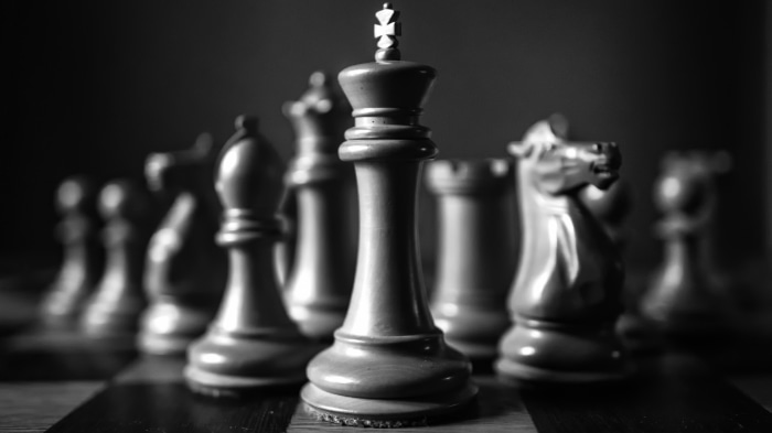 Black and White Chess Pieces on Board