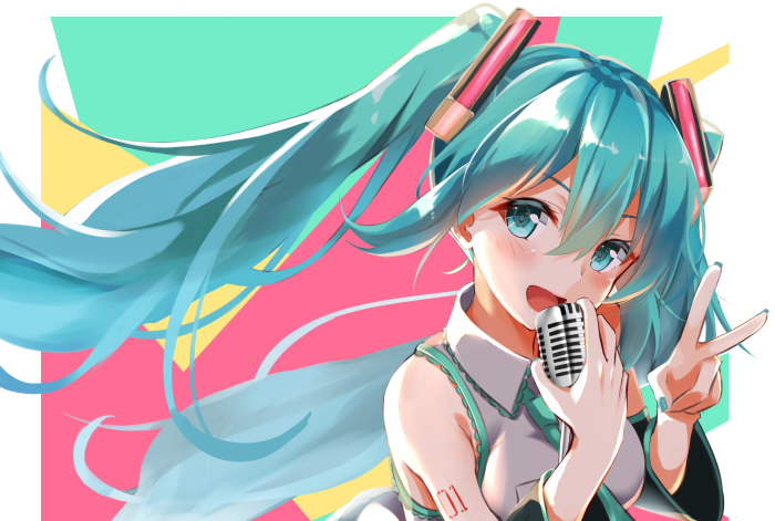 Hatsune Miku singing into a microphone