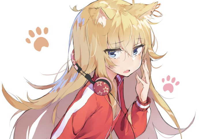 Anime girl with cat ears and headphones