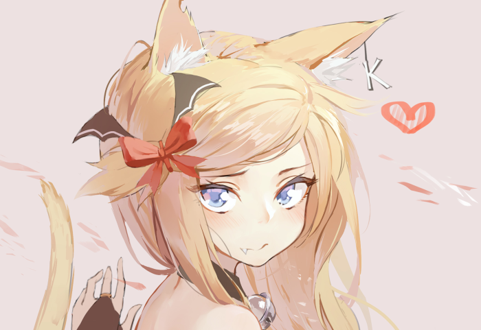 Anime girl with cat ears and bow