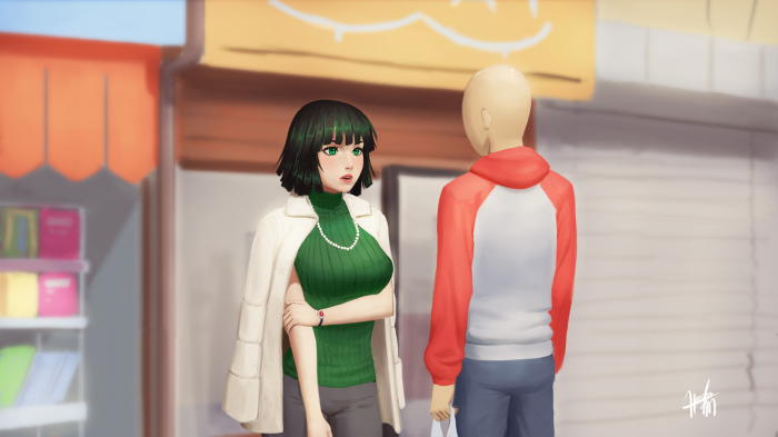 Fubuki and Saitama from One-Punch Man