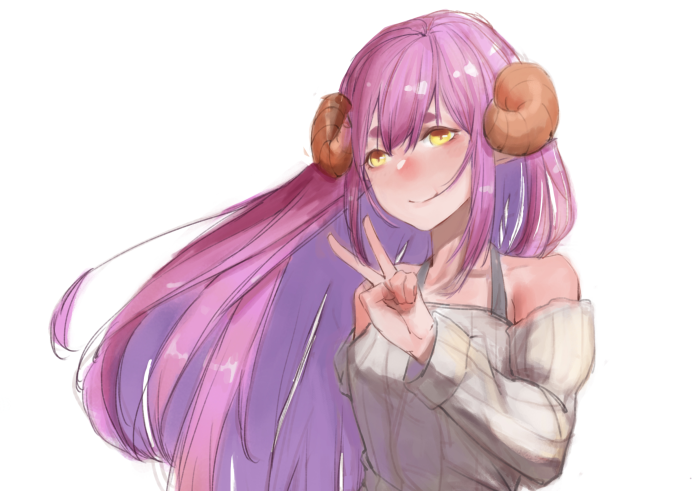 Anime girl with pink hair and horns