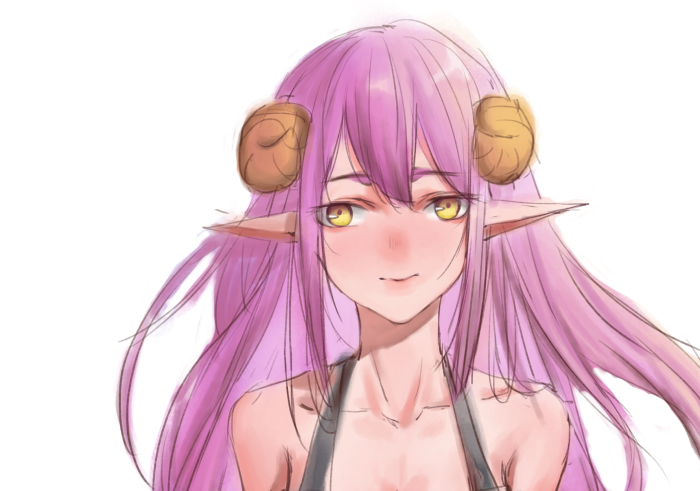 Anime girl with pink hair and horns