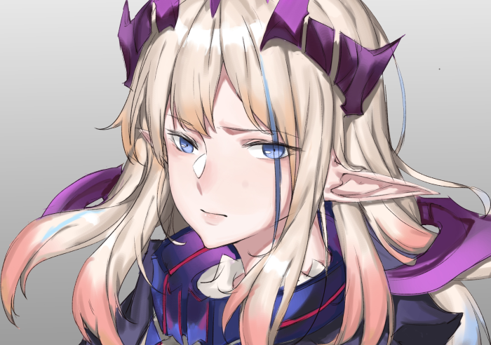Elf girl with blonde hair and purple horns