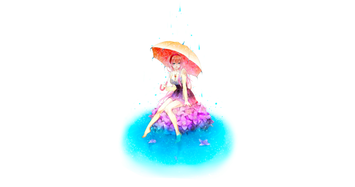 Luka Megurine with Umbrella in Rain