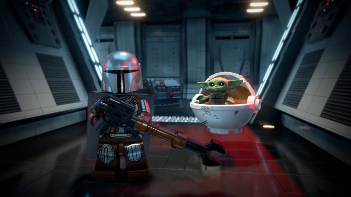 The Mandalorian and Grogu from Lego Star Wars: The Skywalker Saga 4K