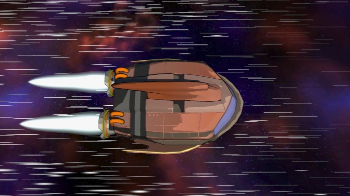 Spaceship traveling at warp speed