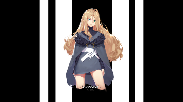 Anime girl with blonde hair and blue eyes