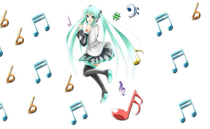 Hatsune Miku with musical notes