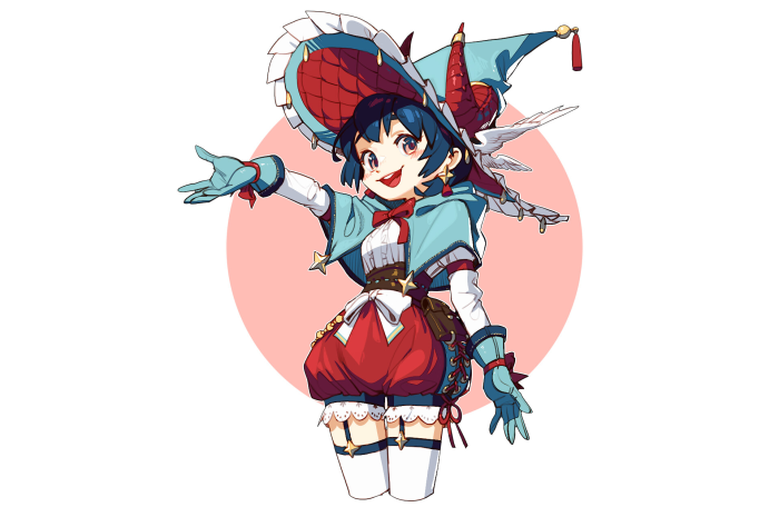 Anime girl in witch costume with stars