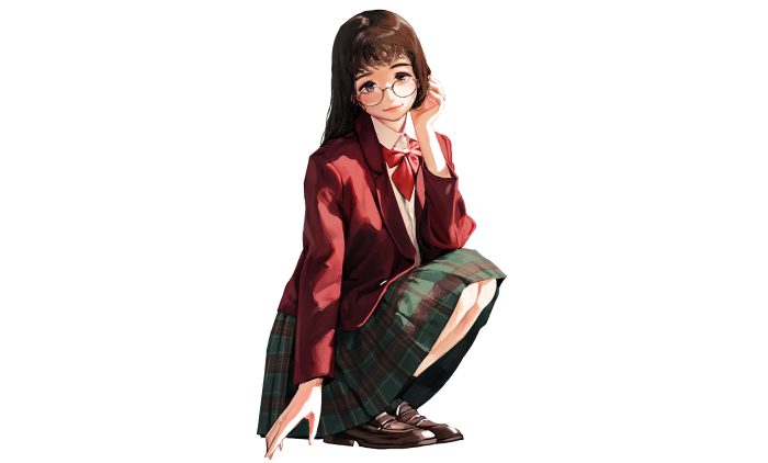 Girl with glasses and school uniform