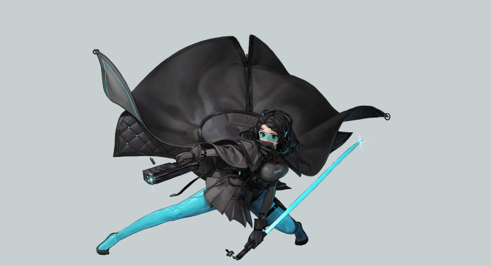 Sci Fi Warrior with Sword and Gun