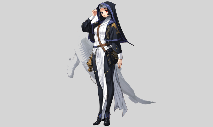 Girl in Nun Outfit with Incense Burner
