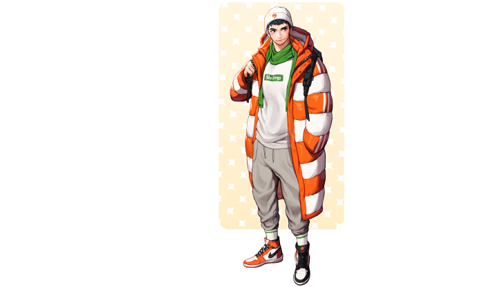 Boy in Orange Puffer Jacket 4K