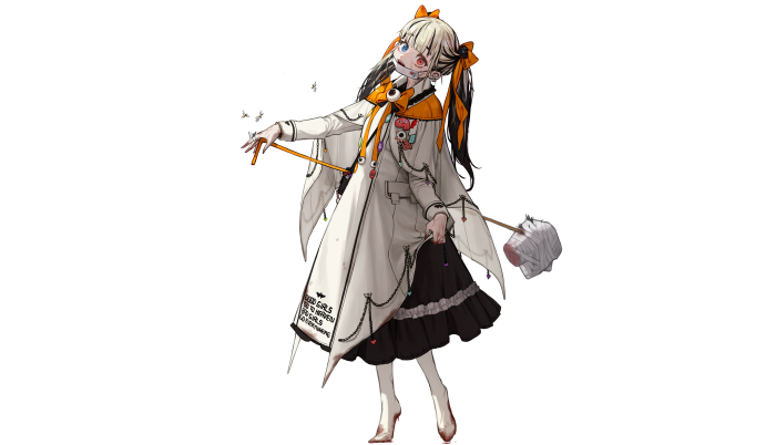 Girl with pigtails and a white coat