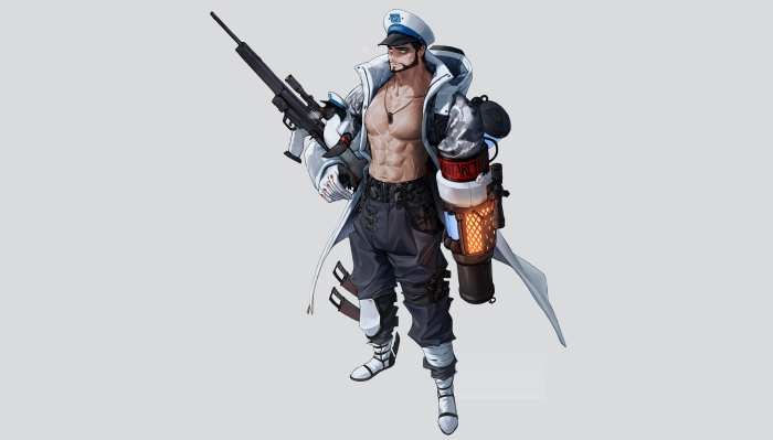 Warrior with sniper rifle and lantern 4K