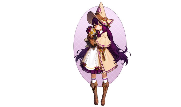 Girl with a doll and a witch hat