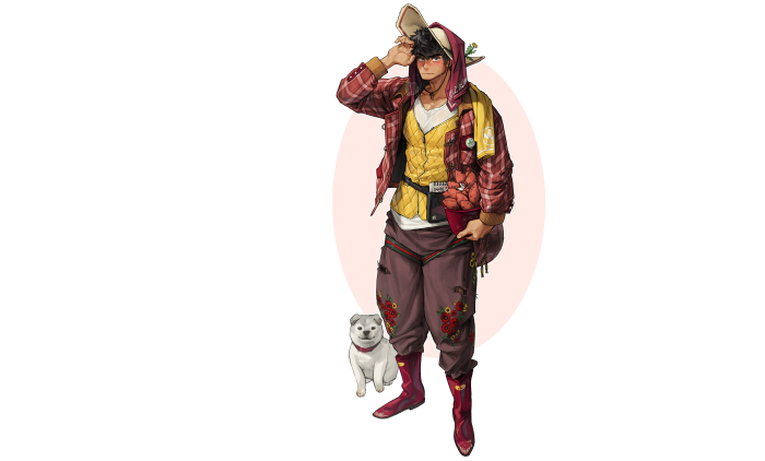 Boy with dog and flowers 4K