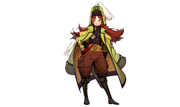 Girl in military uniform with sword