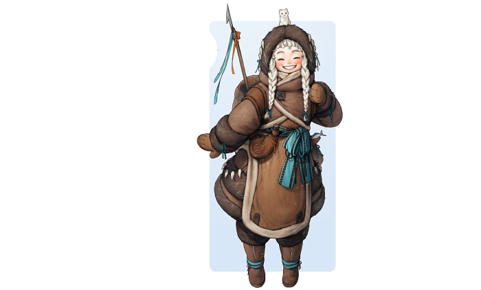 Girl with spear and animal