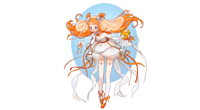 Girl with orange hair and wedding dress 4K