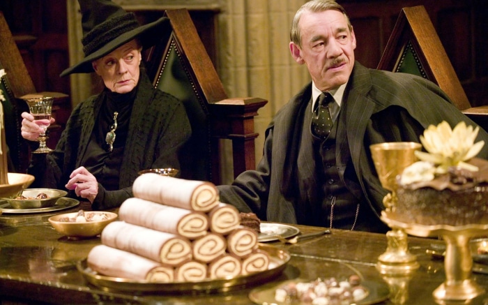 Minerva McGonagall and Barty Crouch at a Feast