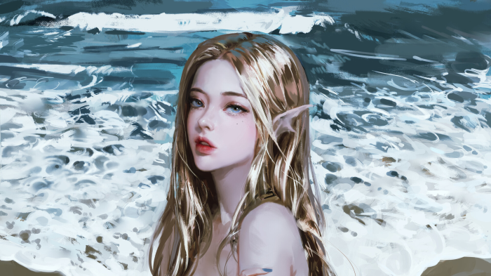 Fantasy Mermaid by the Ocean