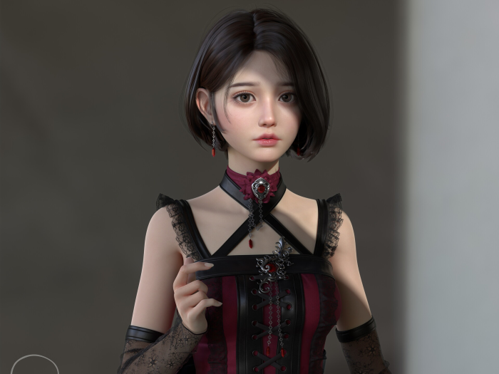 A young woman in a gothic dress
