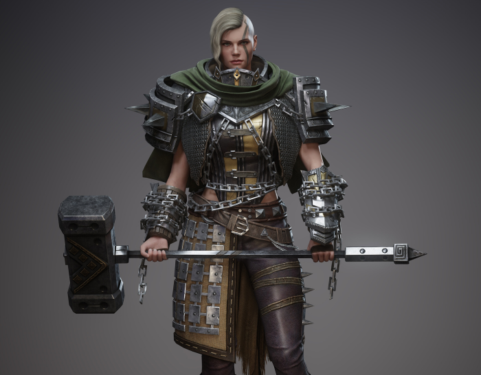 Fantasy Viking Warrior with Hammer