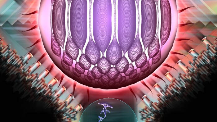 Abstract fractal with a hammerhead shark creature