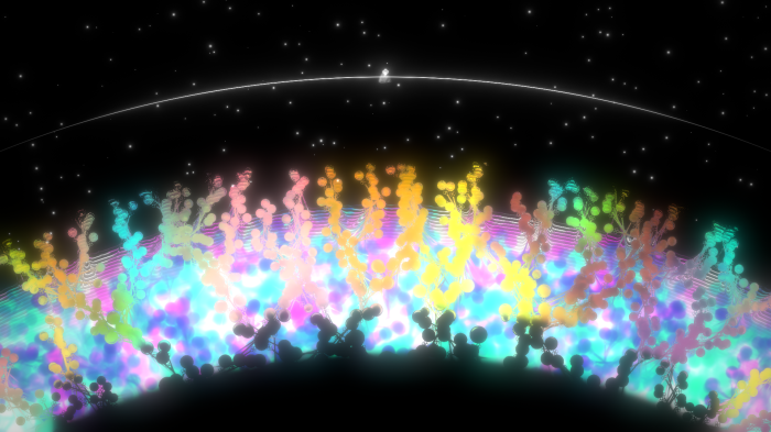 Abstract colorful planet with stars