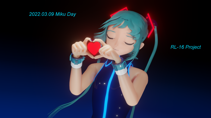 Hatsune Miku from Vocaloid making a heart shape