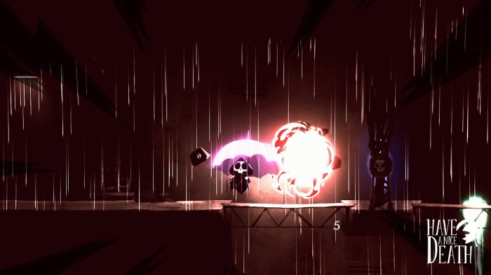 Death with an umbrella fighting in Have A Nice Death