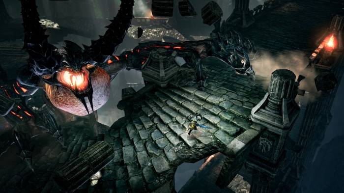 A warrior faces a giant demon in Lost Ark