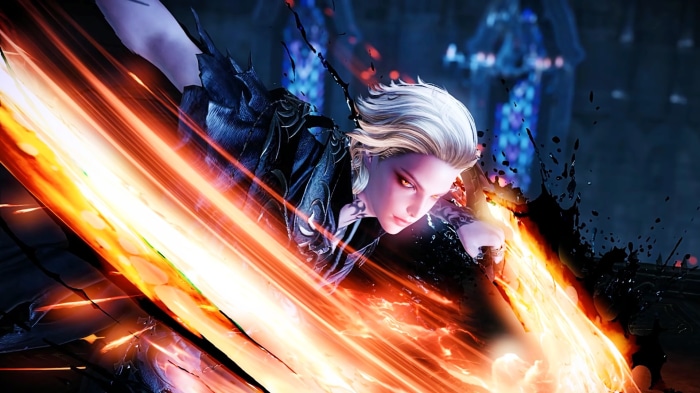 Lost Ark character with fiery sword