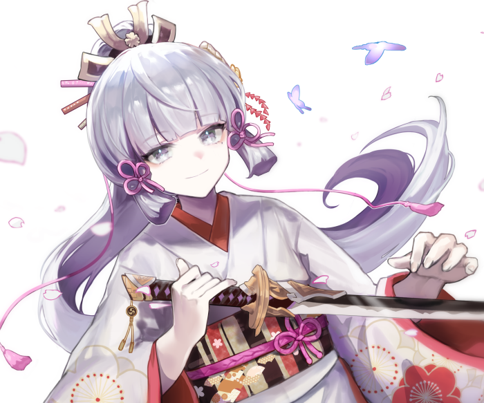Kamisato Ayaka from Genshin Impact with a sword