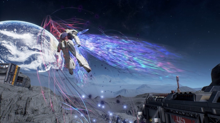 Mobile Suit Gundam in space with nebula