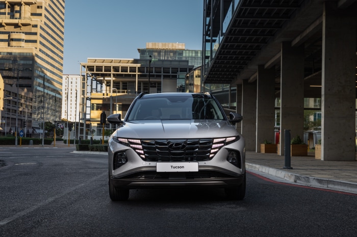 Hyundai Tucson SUV parked on city street