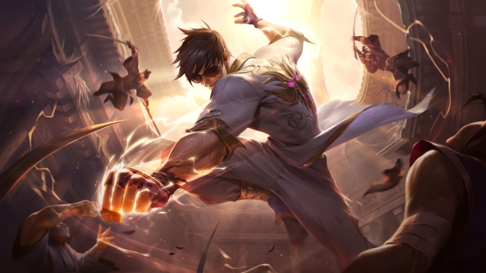 Lee Sin from League of Legends fighting