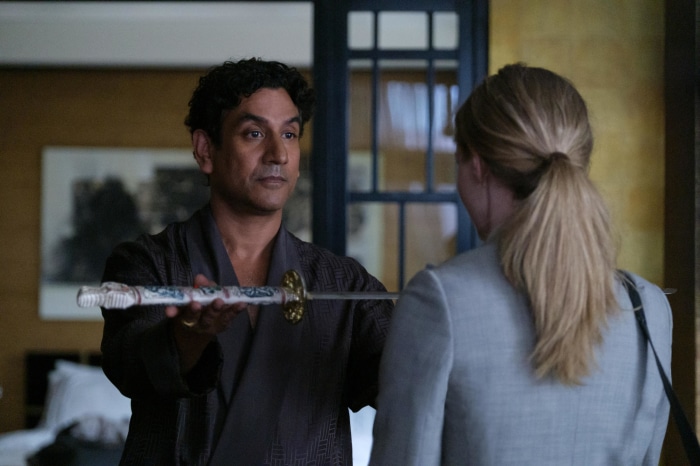 Naveen Andrews and Amanda Seyfried from The Dropout