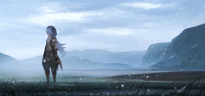 Razor from Genshin Impact in a snowy landscape