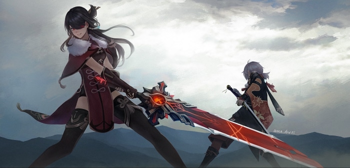 Beidou and Kaedehara Kazuha from Genshin Impact