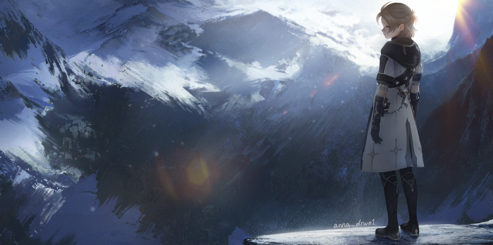Albedo from Genshin Impact in snowy mountains