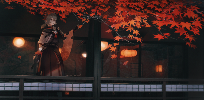 Kaedehara Kazuha from Genshin Impact in autumn