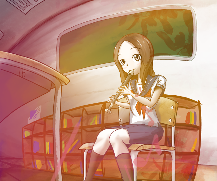 Takagi from Karakai Jouzu No Takagi-san playing a recorder