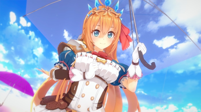 Pecorine from Princess Connect! Re:Dive holding an umbrella