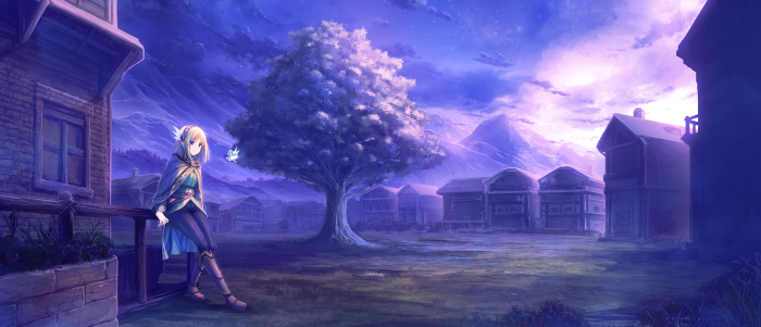 Cayna from In the Land of Leadale in a village at night