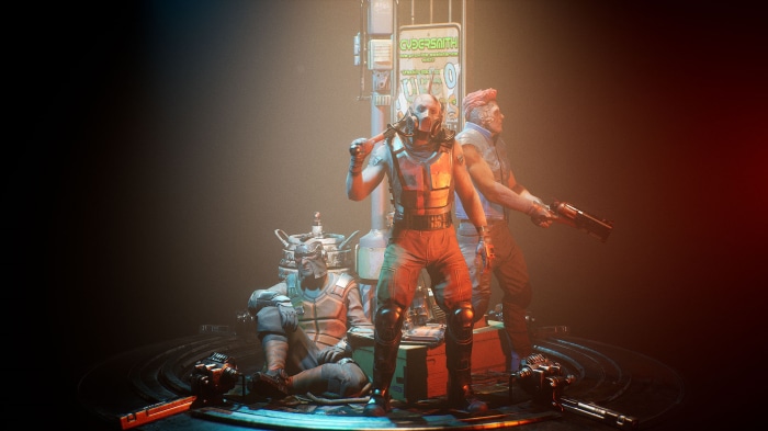 Three cybernetic punks with weapons