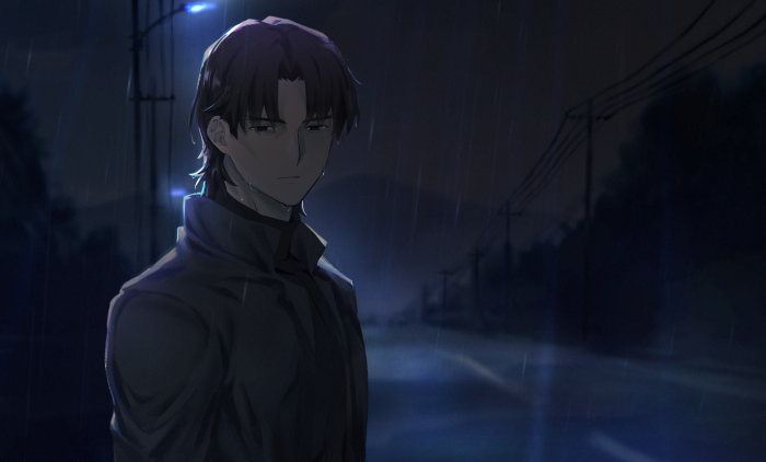 Kiritsugu Emiya from Fate/Stay Night in the rain