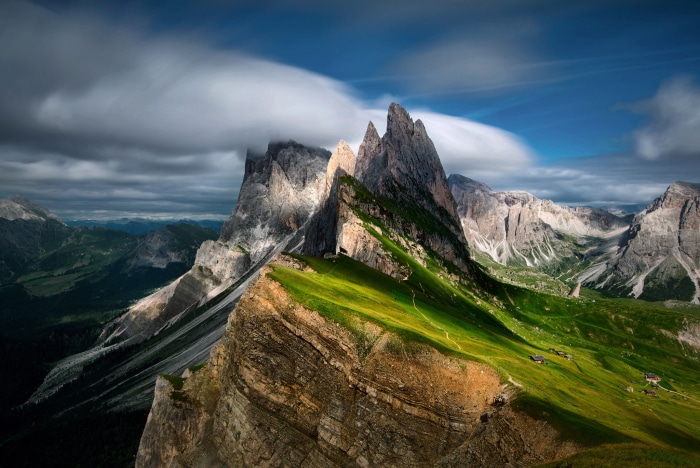 Seceda peak in the Dolomites, Italy